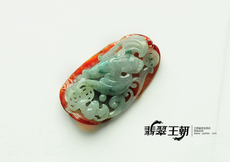 冰种红翡飘花缅甸翡翠福在眼前挂件