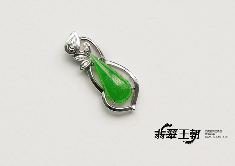 冰种阳绿满绿缅甸翡翠水滴胸坠