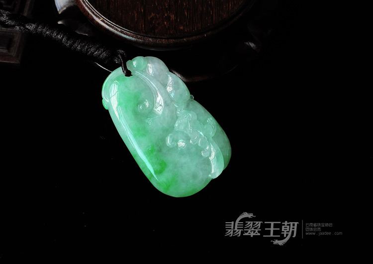 冰种翠色缅甸翡翠福禄寿挂件