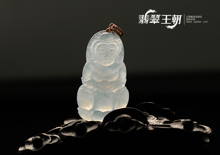 冰种紫罗兰缅甸翡翠观音挂件