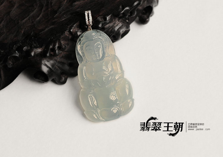 冰种紫罗兰缅甸翡翠观音挂件
