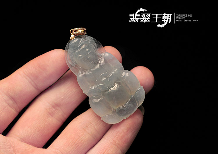 冰种紫罗兰缅甸翡翠观音挂件