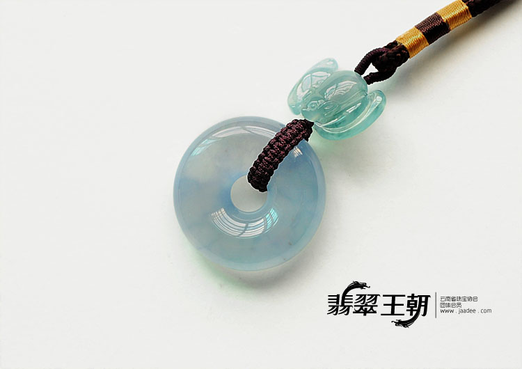 冰种淡紫罗兰缅甸翡翠平安扣挂件