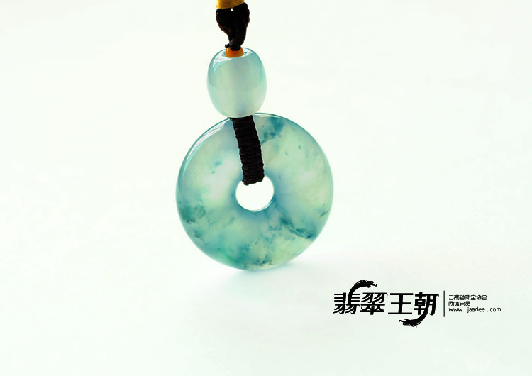 冰种飘花缅甸翡翠平安扣挂件