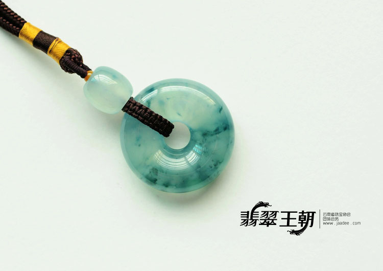 冰种飘花缅甸翡翠平安扣挂件