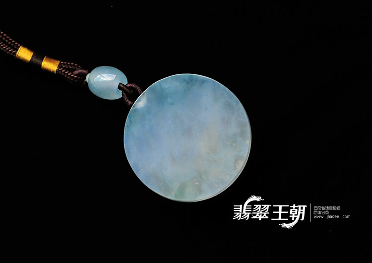冰种淡紫罗兰飘花缅甸翡翠龙头玉牌挂件