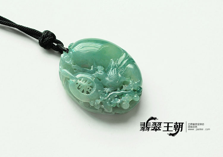 冰种飘花缅甸翡翠金鸡报春挂件