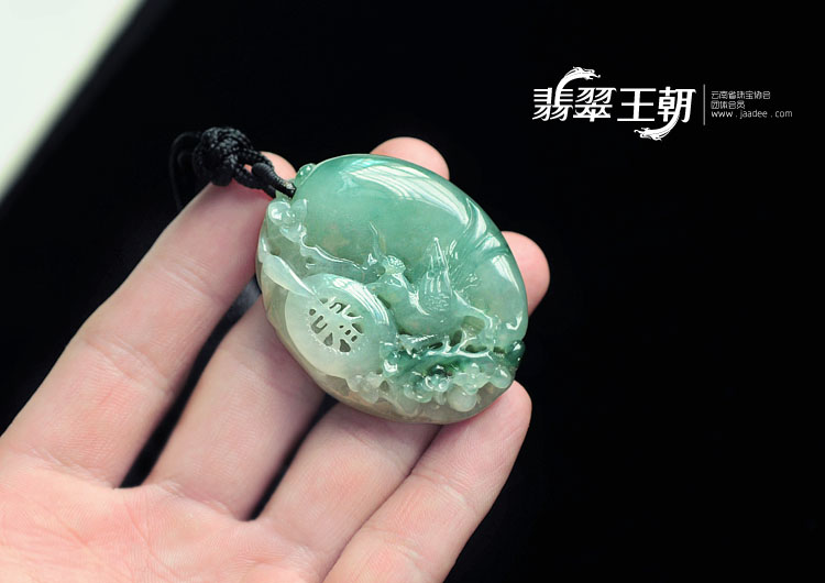 冰种飘花缅甸翡翠金鸡报春挂件