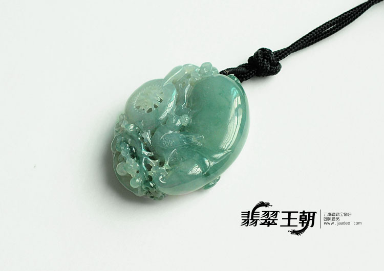 冰种飘花缅甸翡翠金鸡报春挂件