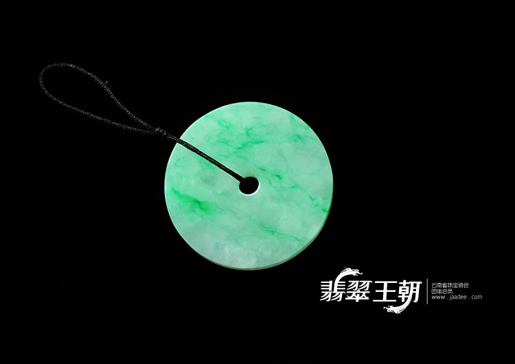 糯冰种飘翠缅甸翡翠平安扣挂件