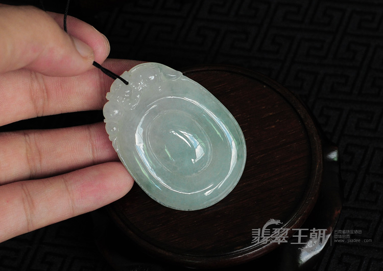 冰种/糯冰种飘花缅甸翡翠福在眼前挂件(一对)