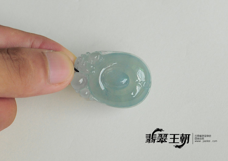 冰玻种蓝晴水缅甸翡翠福在眼前挂件