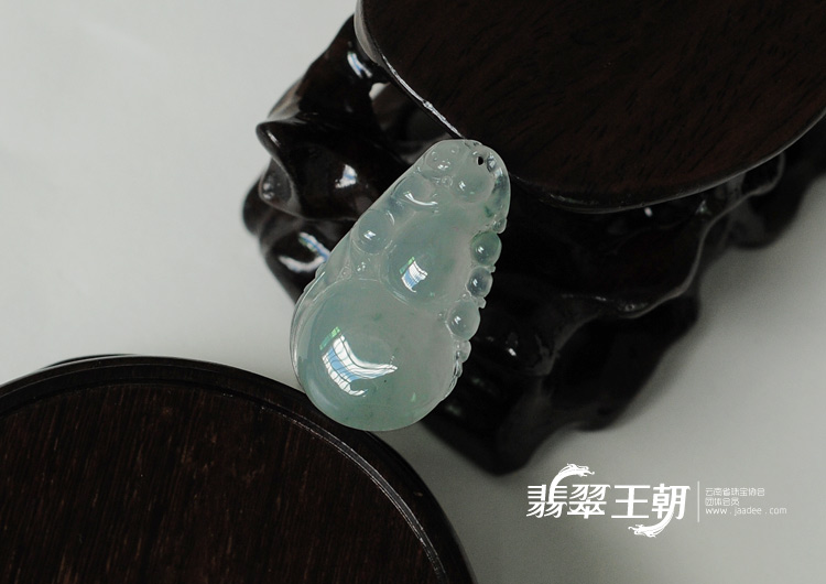 冰种略飘花缅甸翡翠福禄寿挂件
