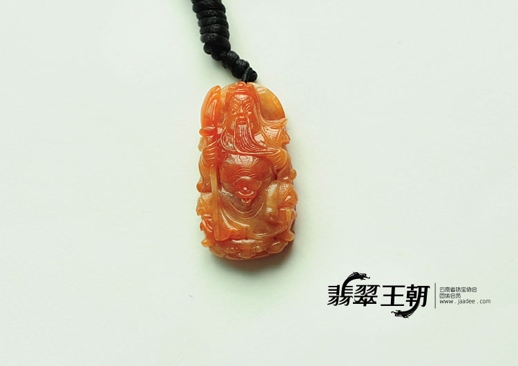 糯冰种红翡缅甸翡翠关公挂件