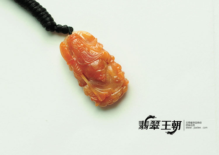 糯冰种红翡缅甸翡翠关公挂件