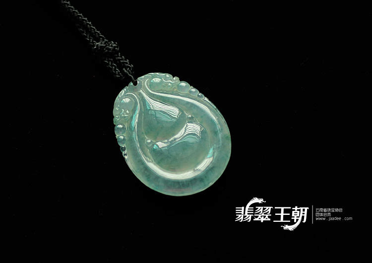 冰种飘花缅甸翡翠福在眼前挂件