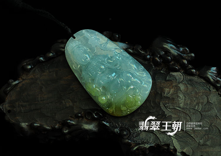冰种晴水黄翡缅甸翡翠观音挂件