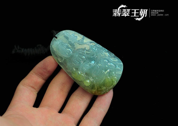 冰种晴水黄翡缅甸翡翠观音挂件