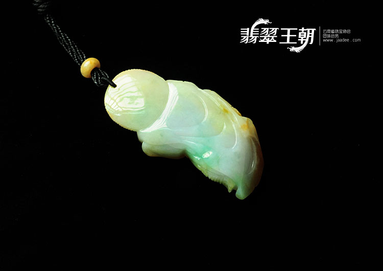 糯冰种黄翡飘翠缅甸翡翠关公挂件