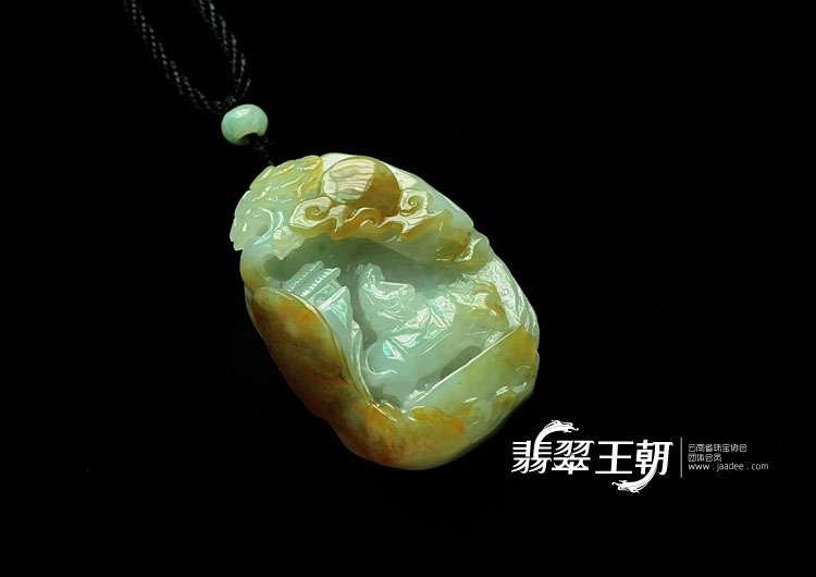 冰种黄翡缅甸翡翠鸿运当头挂件