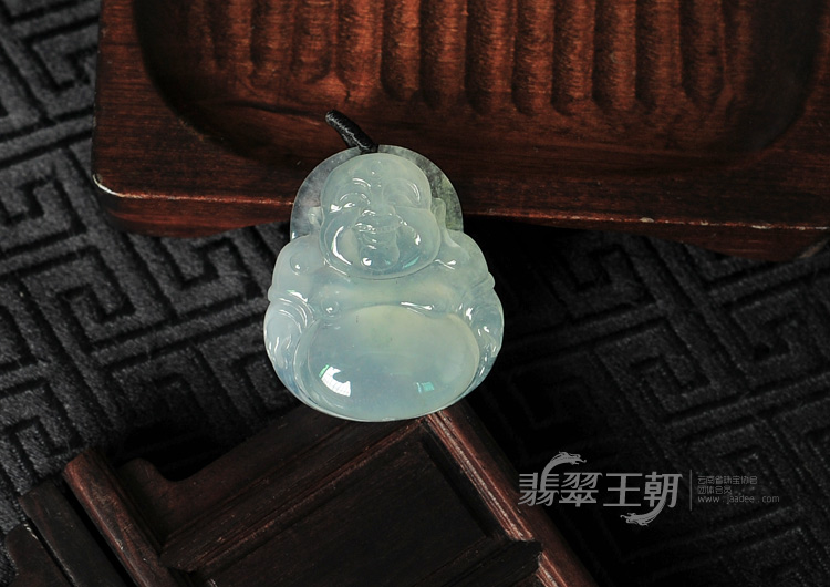 冰种晴水略飘花缅甸翡翠玉佛挂件
