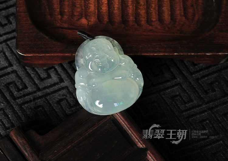 冰种晴水略飘花缅甸翡翠玉佛挂件
