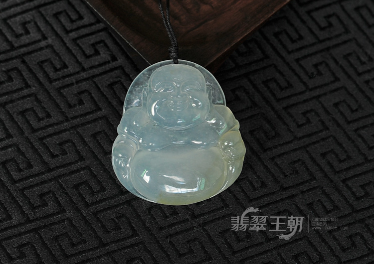 冰种淡黄翡缅甸翡翠玉佛挂件