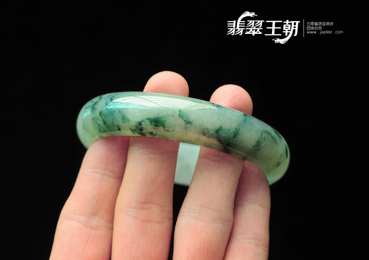 冰种飘花缅甸翡翠手镯(58.4mm)