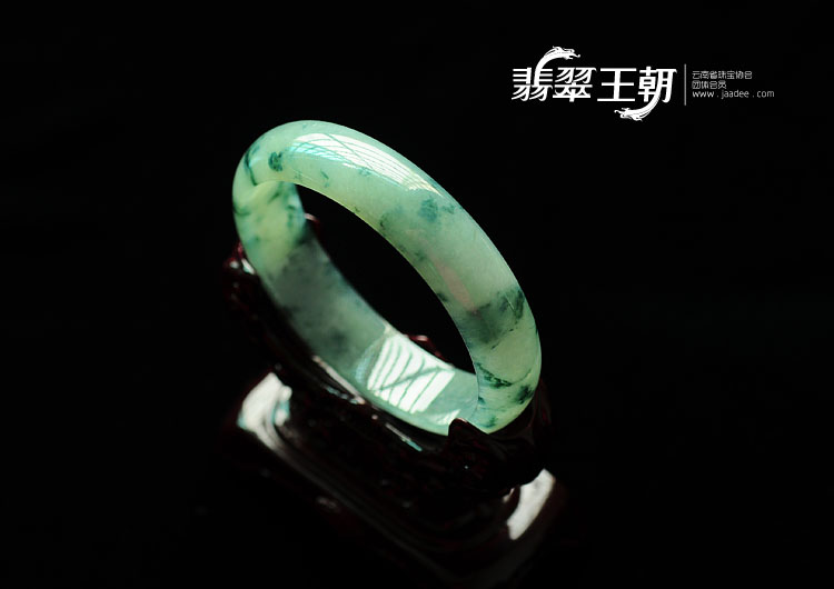 冰种飘花缅甸翡翠手镯(59mm)