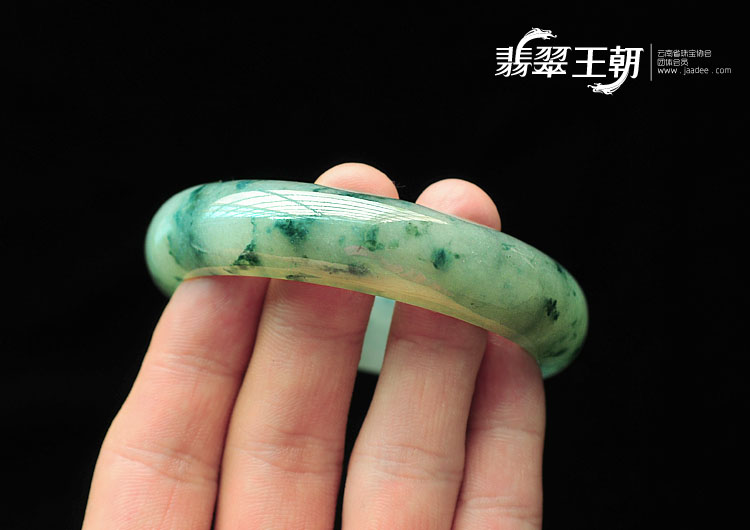 冰种飘花缅甸翡翠手镯(59mm)