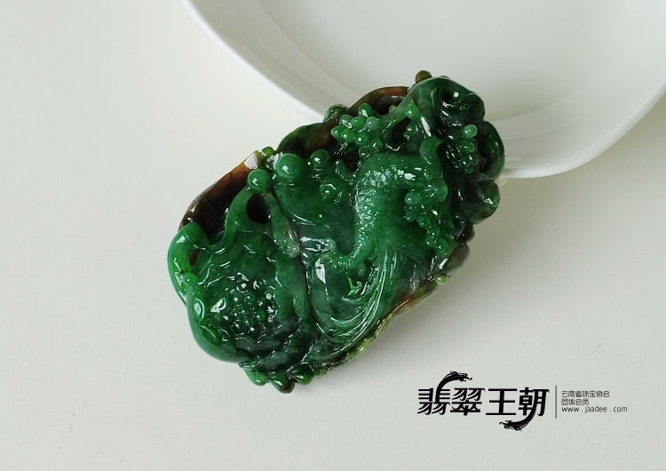 糯冰种黄加绿缅甸翡翠富贵花开挂件
