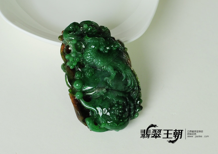 糯冰种黄加绿缅甸翡翠富贵花开挂件