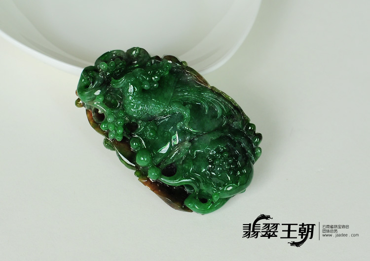 糯冰种黄加绿缅甸翡翠富贵花开挂件
