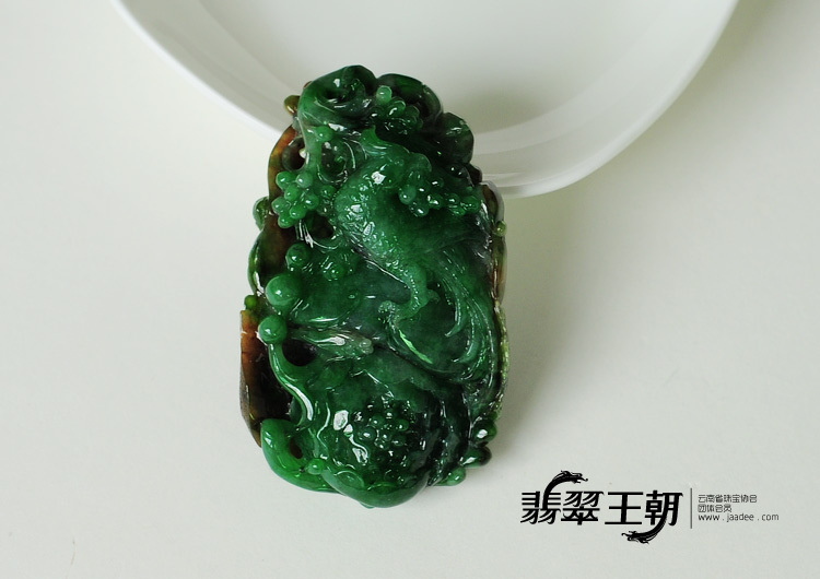 糯冰种黄加绿缅甸翡翠富贵花开挂件