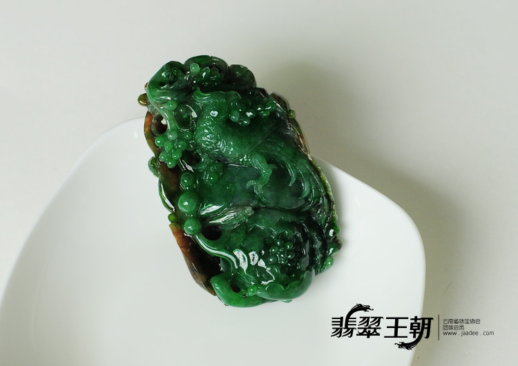 糯冰种黄加绿缅甸翡翠富贵花开挂件