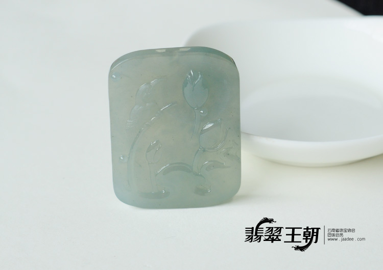 冰种晴水缅甸翡翠荷塘月色挂件