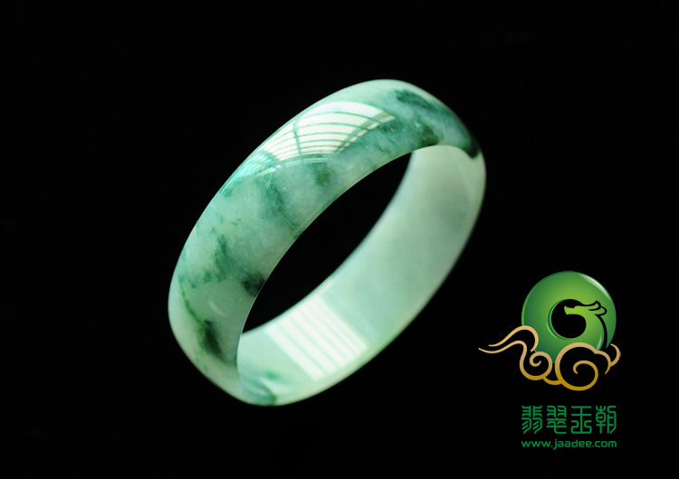 冰种飘花缅甸翡翠手镯（53.2mm）