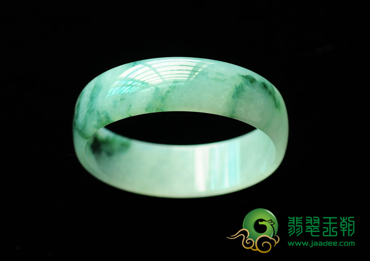 冰种飘花缅甸翡翠手镯（53.2mm）