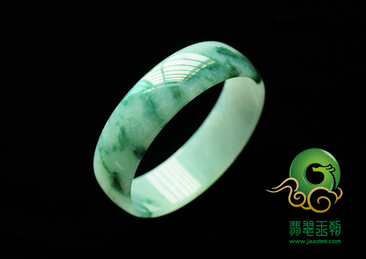 冰种飘花缅甸翡翠手镯（53.2mm）