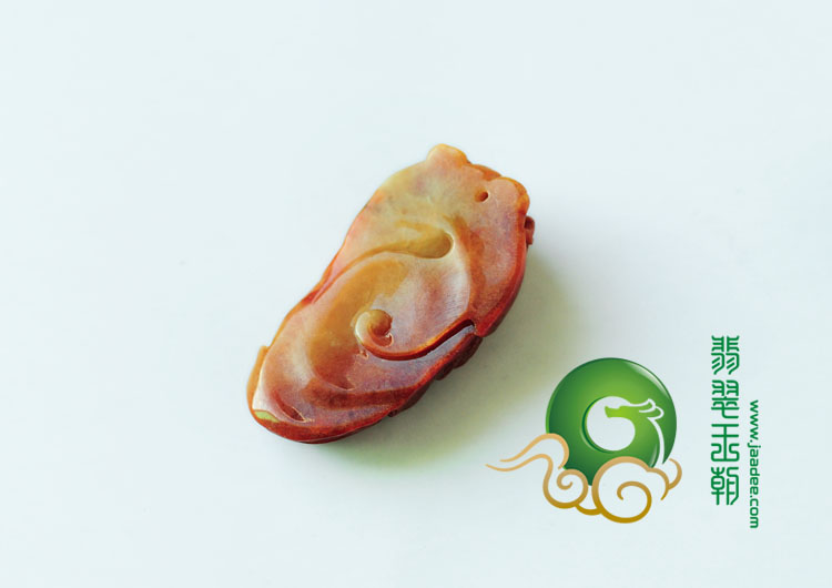 糯冰种红翡缅甸翡翠关公头挂件