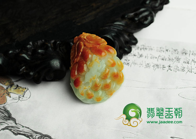 糯冰种红翡缅甸翡翠多子多福挂件