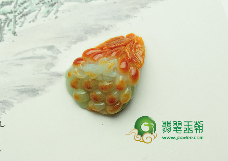 糯冰种红翡缅甸翡翠多子多福挂件