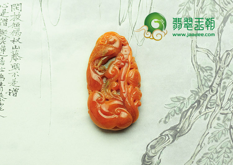 细糯种红翡缅甸翡翠喜上眉梢挂件