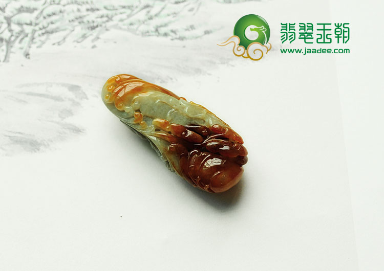 糯冰种褐红翡缅甸翡翠松鼠挂件