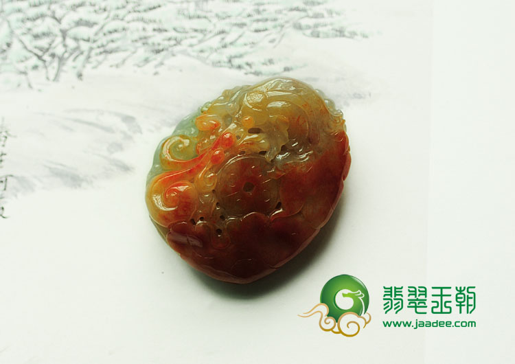 冰种红翡缅甸翡翠福在眼前挂件