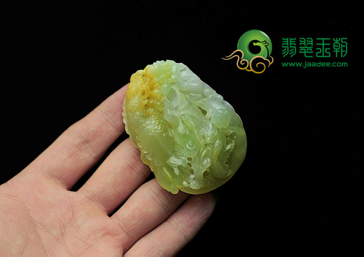 冰种黄翡缅甸翡翠英明神武挂件