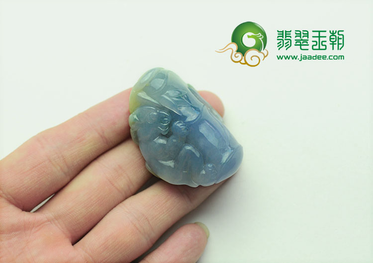 冰种黄翡紫罗兰缅甸翡翠国宝挂件