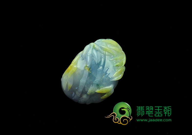 冰种黄翡紫罗兰缅甸翡翠国宝挂件