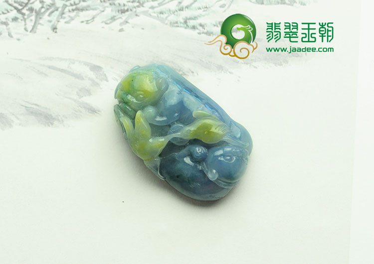 冰种三彩缅甸翡翠合欢挂件