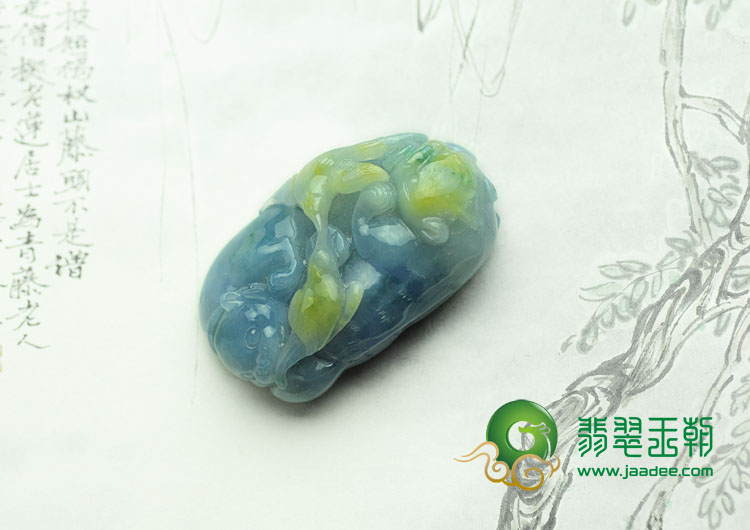 冰种三彩缅甸翡翠合欢挂件